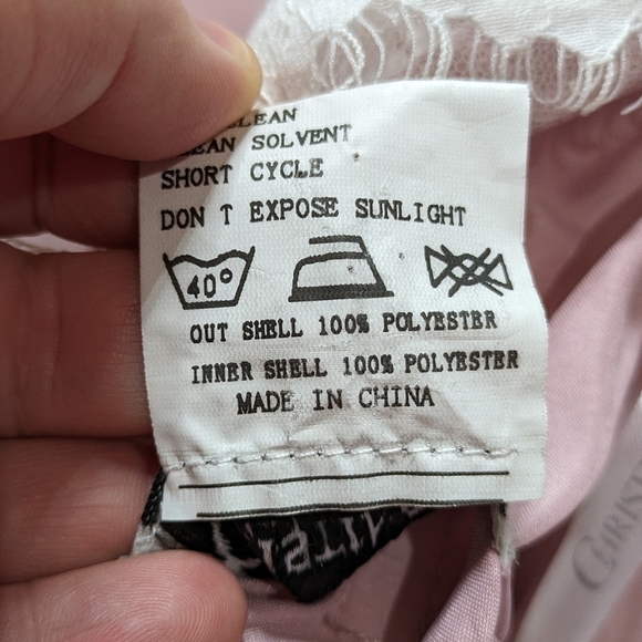 Christina Wu pink white lace two tone sleeveless bridesmaid dress 0 - Picture 10 of 11